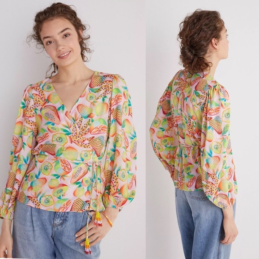 Farm Rio Rainforest Fruit Wrap Blouse